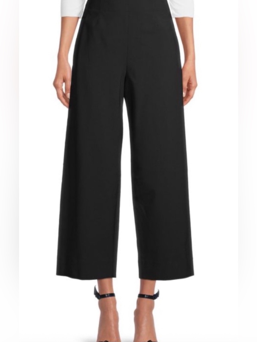 Rebecca Taylor Black Silk Blend Wide Leg Cropped Colette Pants SZ. 0 EUC